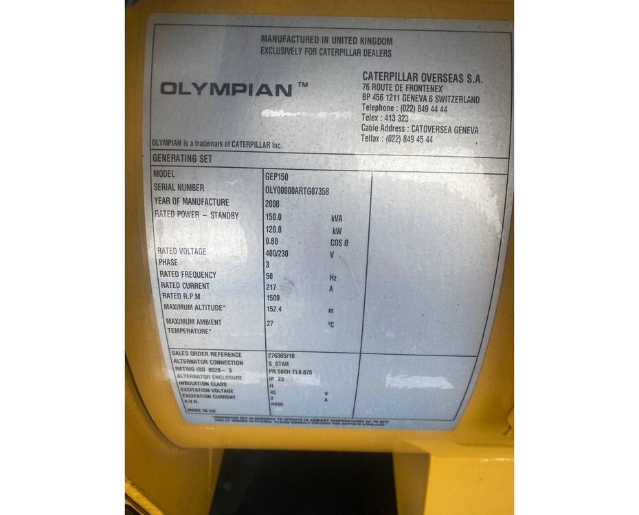 Генератор дизельный  OlYMPIAN GEP 150 (108 кВт)