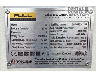 Генератор дизельний Full FP 70 (51 кВт)