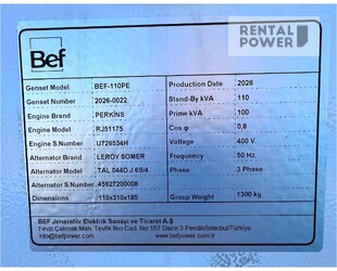 Дизельный генератор BEF110PE (80 кВт)