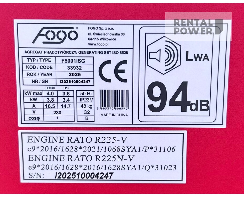 Генератор інверторний FOGO F5001ISG (3,4 кВт)