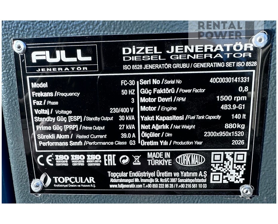 Дизельний генератор FULL FC-30 (24 кВт)