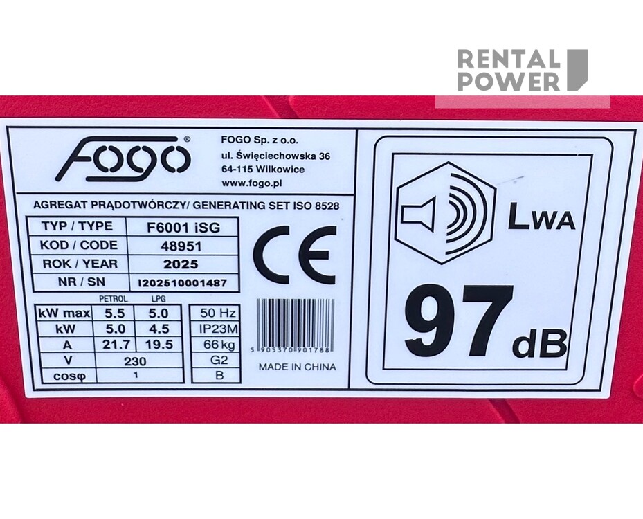 Генератор инверторный FOGO F6001ISG (5 кВт)